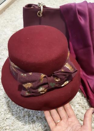Стильная шерстяная шляпка с полями, италия, шерсть5 фото