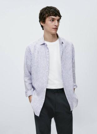 Сорочка лляна/рубашка лён massimo dutti2 фото