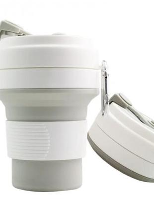 Складний кухоль 350 мл, eco cup з карабіном, сірий