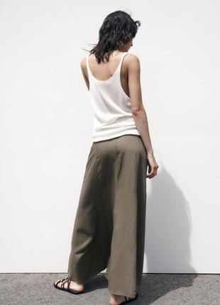 Крутая длинная юбка zara из льна и лиоцелла. шикарный цвет.8 фото