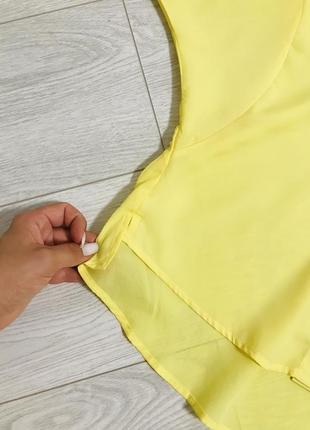 Женская яркая желтая блуза с тигровыми вставками5 фото