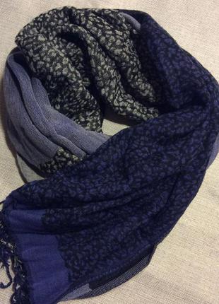 Сине-серый (меланж) шарф на весну-осень1 фото