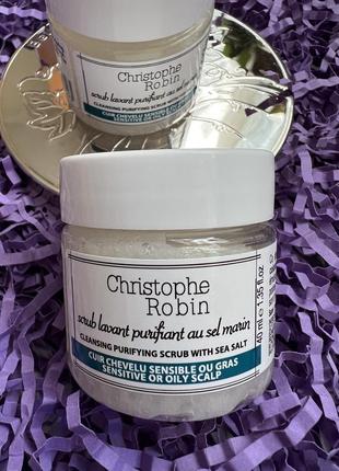 Очищающий шампунь с эффектом пилинга christophe robin cleansing purifying scrub with sea salt, 40 мл1 фото