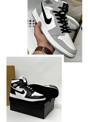 Стильные высокие мужские кроссовки nike air jordan 1 двухцветные мужские кроссовки из кожи демисезонные мужские кроссовки кожа9 фото