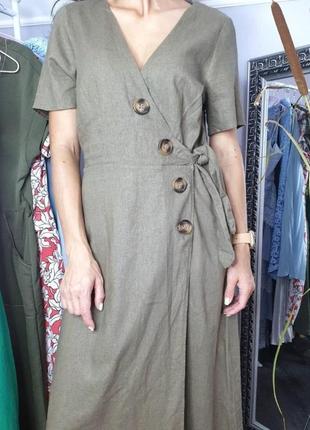 Стильное оливковое платье из льна и вискозы asos3 фото