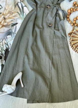 Стильное оливковое платье из льна и вискозы asos4 фото