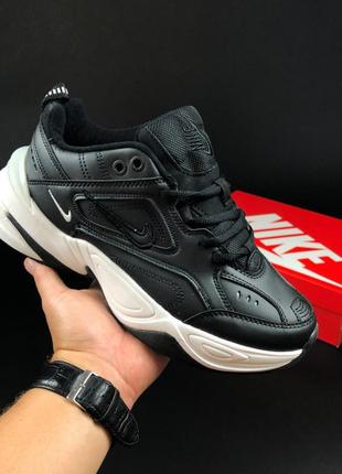 Жіночі кросівки nike m2k tekno шкіряні чорні білі