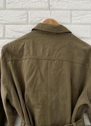 Удлиненный пиджак под пояс цвета хаки primal4 фото