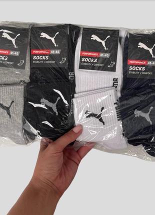 Носки набір упаковка шкарпетки пума puma спортивні середньої висоти з резинкою рубчик
