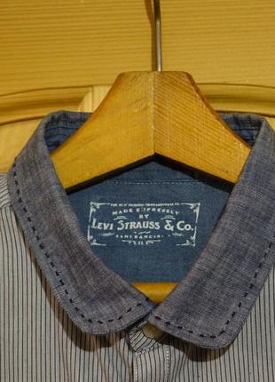 Классная комбинированная приталенная фирменная рубашка levi strauss & co l.2 фото