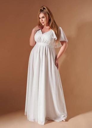 Біла легка весільна сукня 54-56 розмір, сукня на розпис1 фото