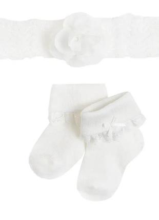 Кружевной комплект для младенцев cool club: повязка и носки2 фото