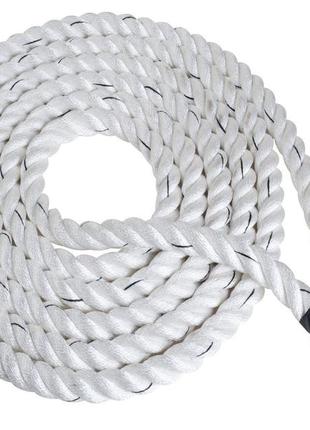 Канат тренувальний для кросфіта 12м battle rope white wcg 50х12