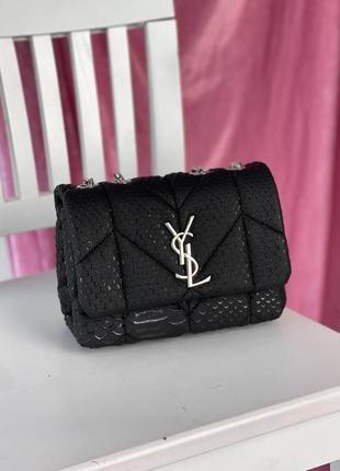 Жіноча сумка yves saint laurent puff mini black croco ів сен лоран крос боді