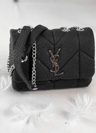 Женская сумка yves saint laurent puff mini black croco ив сен лоран  кросс боди4 фото