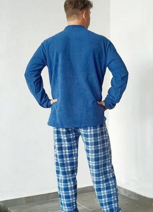 Піжама чоловіча флісова осінь/зима тепла зі штанами в клітинку2 фото