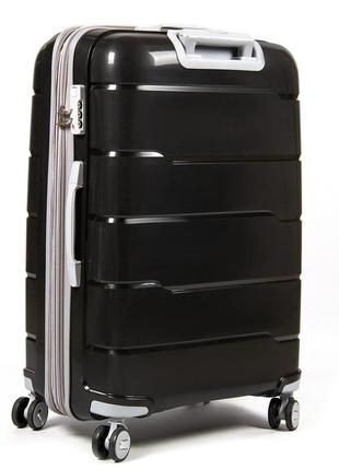 Набір пластикових валіз + косметичка 4 шт abs-пластик fashion 811 black7 фото
