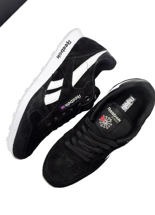 Мужские кроссовки reebok classic черные с белым6 фото