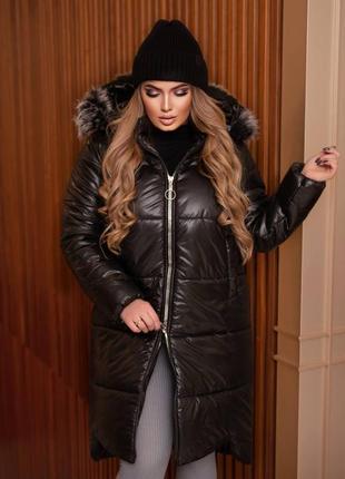 Женское стеганое пальто большого размера (р.50-60)7 фото