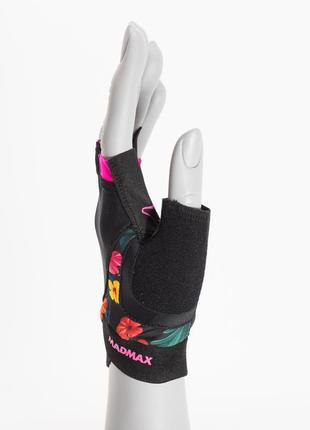 Перчатки для фитнеса и тяжелой атлетики madmax mfg-770 flower power gloves black/pink xs4 фото