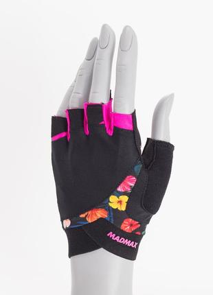 Перчатки для фитнеса и тяжелой атлетики madmax mfg-770 flower power gloves black/pink xs1 фото
