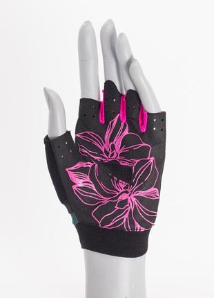 Рукавички для фітнесу та важкої атлетики madmax mfg-770 flower power gloves black/pink xs2 фото