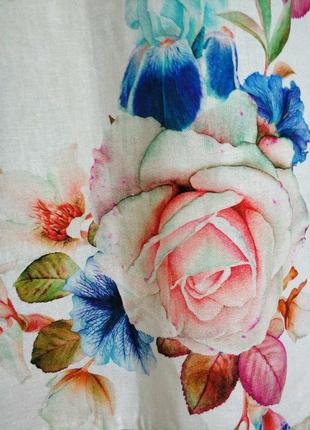 Актуальная блуза блузка рубашка лен льняная lino linen оверсайз цветочный принт цветы бренд carina ricci made in italy, р.м5 фото