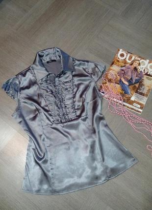 Блузка, сорочка атласна сірого кольору