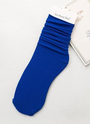 Носки однотонные без пятки тонкие, нейлон, синие1 фото