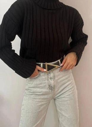 Женский свитер оверсайз, с большим воротником, черный1 фото