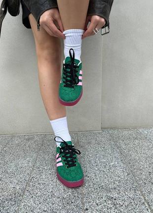 Женские кроссовки зеленые с розовым gucc1 x adidas logo green pink5 фото