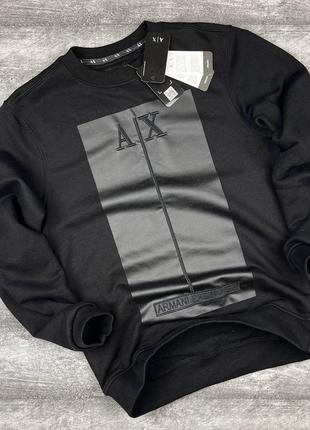 Мужской чёрный свитшот armani exchange чорний світшот armani exchange