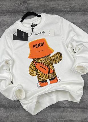 Мужской бежей свитшот fendi с вышитым логотипом белый мужской свитшот fendi