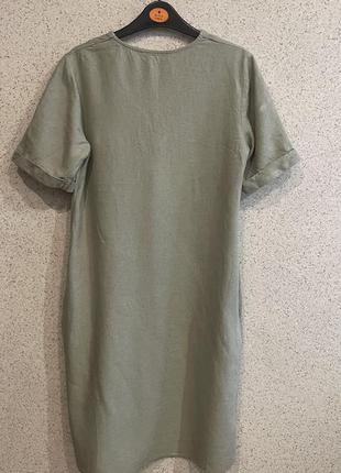 Сукня прямого крою з льону з v-подібним вирізом від george4 фото