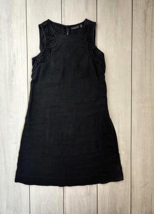Якісна чорна лляна сукня з мереживом s-м р індія