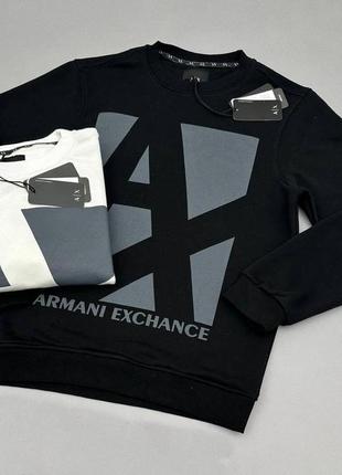 Мужской чёрный свитшот armani exchange оригинал чорний оригінальний світшот armani exchange