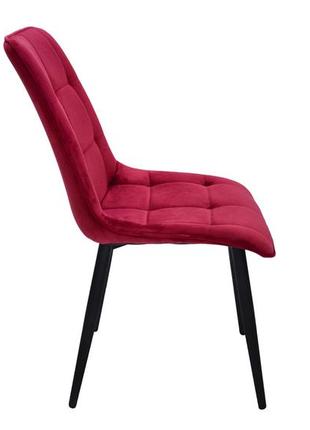 Яскравий, стильний, комфортний стілець intarsio charlie бордо (charliecdbl59) на чорних металевих ніжках2 фото