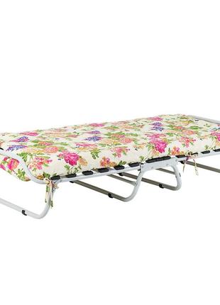 Ліжко-розкладачка на ламелях ортопедичне з металевим каркасом бязь квітковий принт vitan4 фото