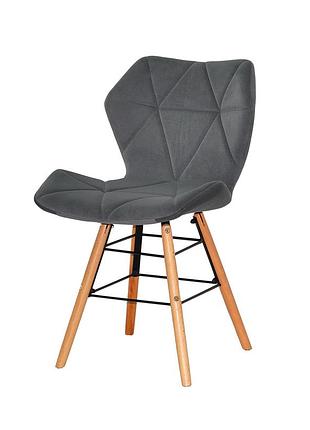 Серый бархатный стул на деревянных ножках greg-q