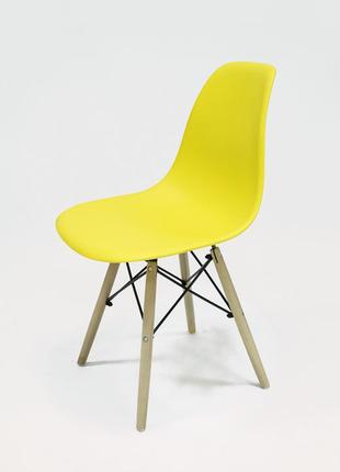 Желтый яркий пластиковый стул intarsio eliot желтый (eliotye) для кухни, кафе5 фото