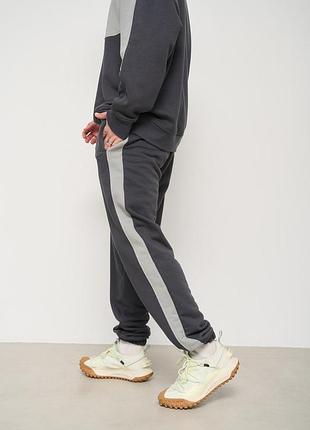 Чоловічий спортивний костюм тринитка "геометрія" s m l xl 2xl(46 48 50 52 54) графіт не кошлатиться3 фото