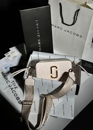 Женская сумка через плечо marc jacobs the snapshot beige/gold марк джейкобс кросс - боди4 фото