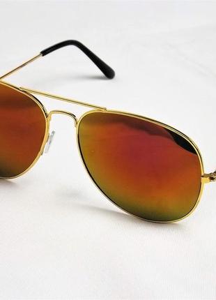 Очки солнцезащитные авиаторы 707 коричневые с золотом2 фото