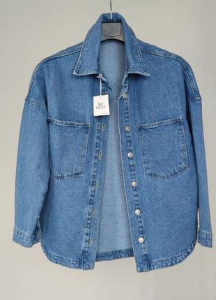 Джинсовая куртка оверсайз женский пиджак джинсовка туречки1 фото