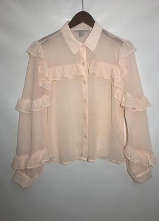 Блуза с рюшами розовая forever 211 фото