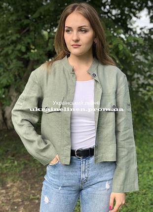 Куртка йоко хакі льняна, галерея льону, 44-56рр
