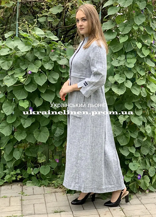 Пальто акцент голубой меланж, галерея льна, 42-56рр