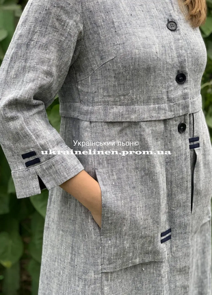 Пальто акцент голубой меланж, галерея льна, 42-56рр