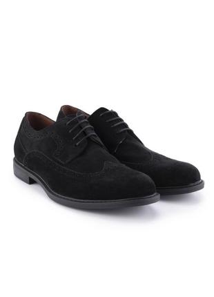 Мужские черные туфли эко замша люкс на шнуровке с дизайном узором4 фото