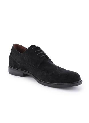 Мужские черные туфли эко замша люкс на шнуровке с дизайном узором3 фото
